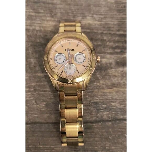 Ladies Fossil Rose Gold Toned Chronograph Wrist Watch - New Battery - Picture 3 of 9